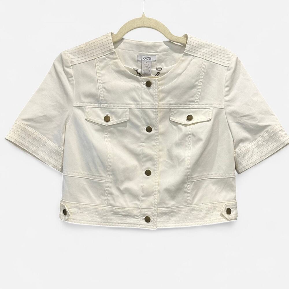 Cache NWT Y2K Cropped Utility Jacket Cream Size S… - image 4